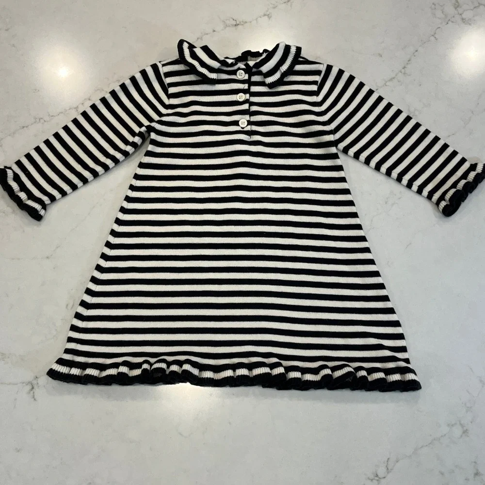 Gymboree‎ Striped Cotton Sweater Dress Toddler Girls 18-24M Black White 2003 Vtg